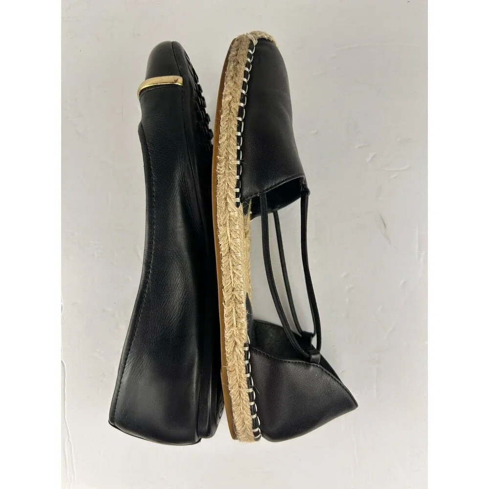 Tory Burch Pacey Black Patent Leather Toe Caps Gold Logo Ballerina Flats Size 10